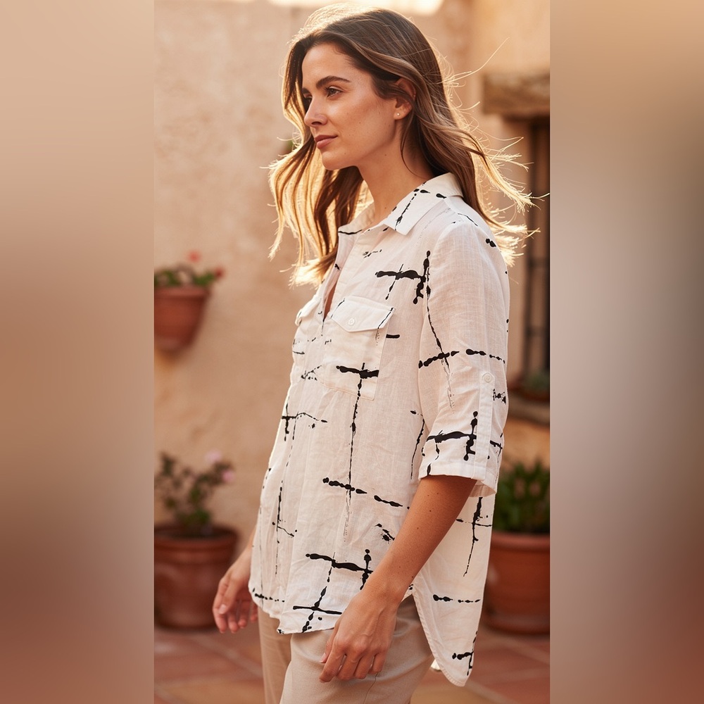 Westbound White and Black Abstract Button Down Shirt
